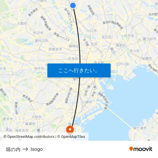 堀の内 to Isogo map