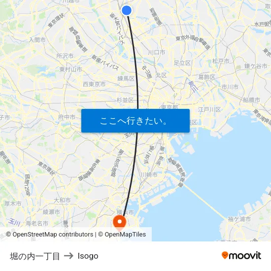 堀の内一丁目 to Isogo map