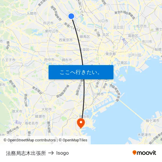 法務局志木出張所 to Isogo map
