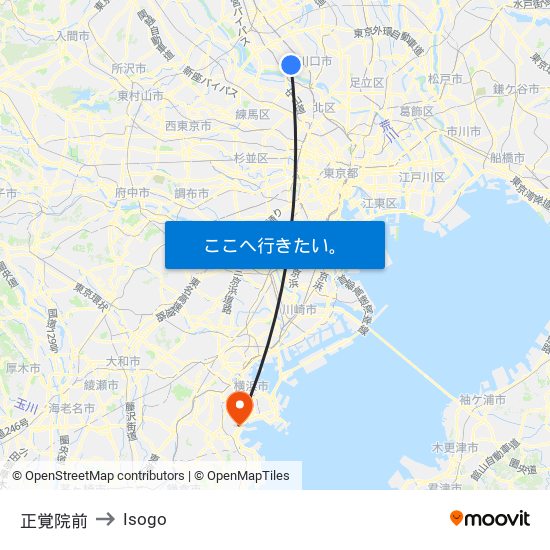 正覚院前 to Isogo map