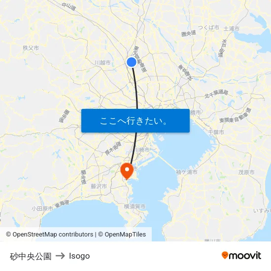 砂中央公園 to Isogo map