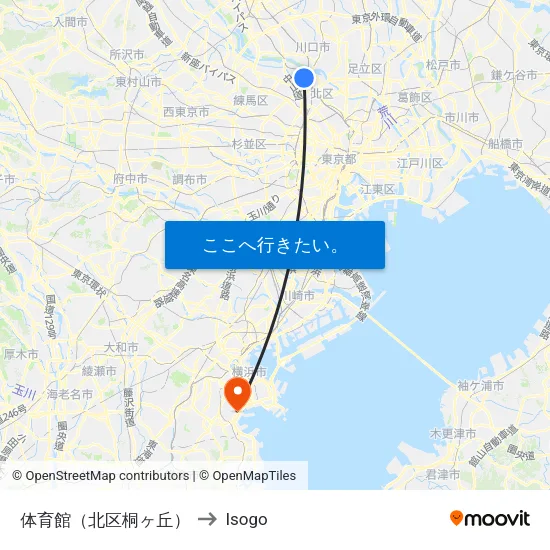 体育館（北区桐ヶ丘） to Isogo map