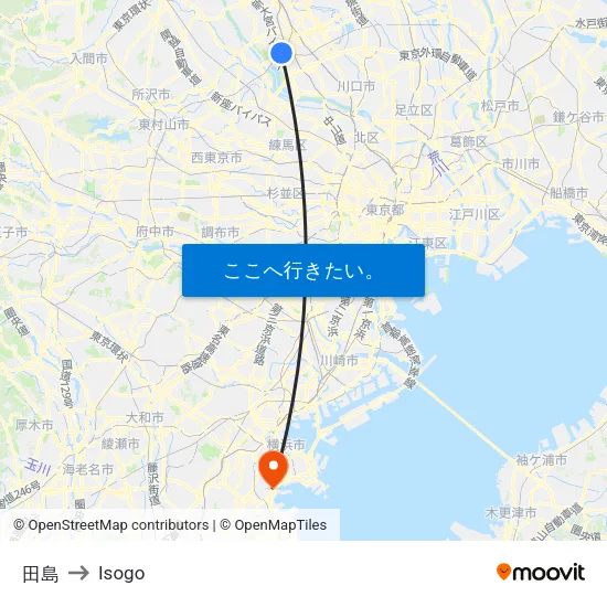 田島 to Isogo map