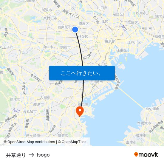 井草通り to Isogo map