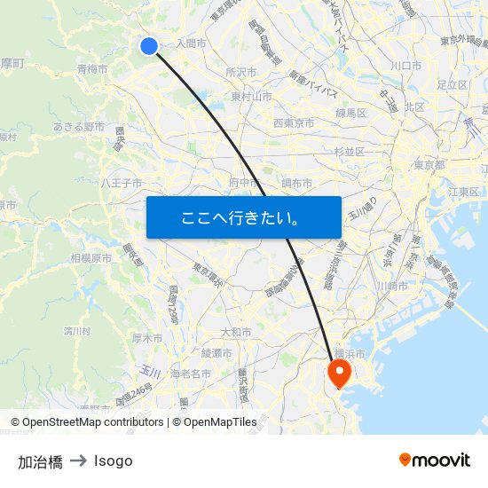 加治橋 to Isogo map