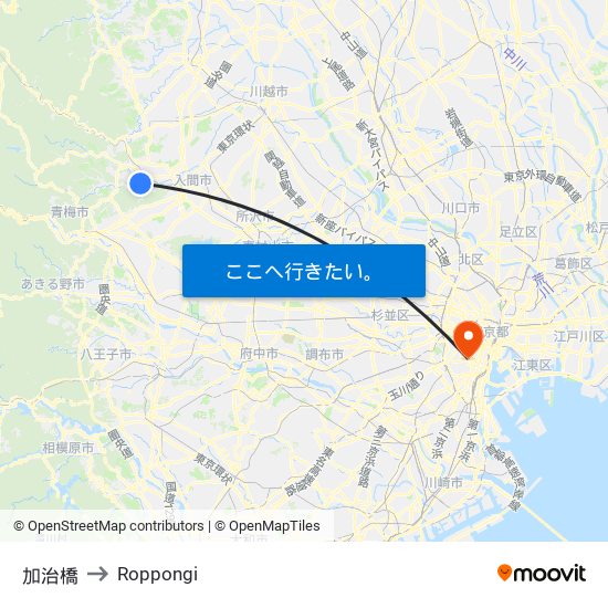 加治橋 to Roppongi map