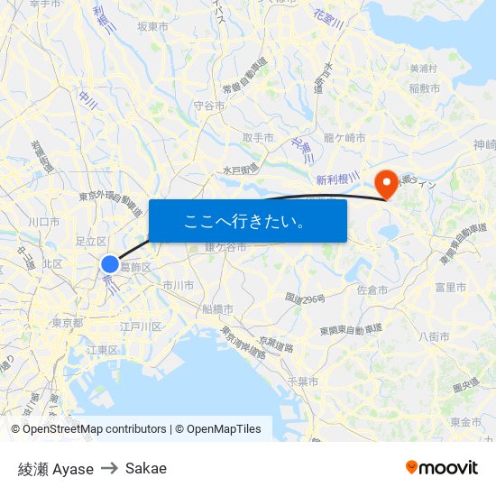 綾瀬 Ayase to Sakae map