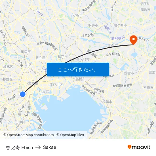 恵比寿 Ebisu to Sakae map