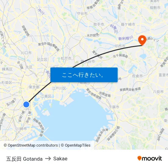 五反田 Gotanda to Sakae map