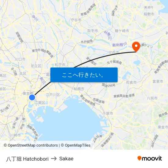 八丁堀 Hatchobori to Sakae map
