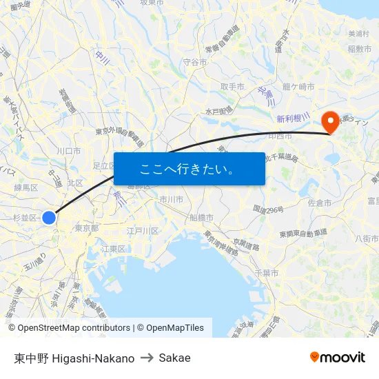 東中野 Higashi-Nakano to Sakae map