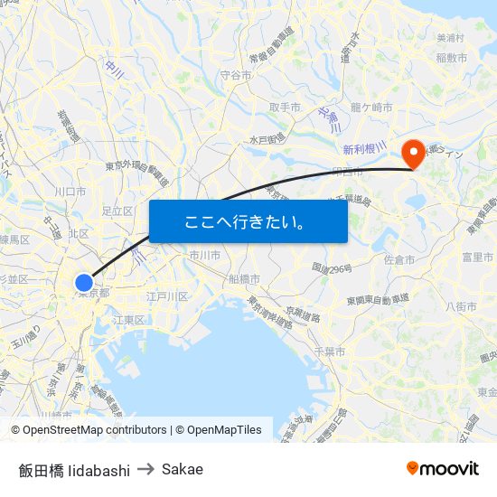 飯田橋 Iidabashi to Sakae map