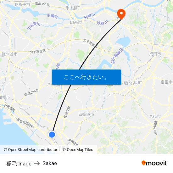 稲毛 Inage to Sakae map