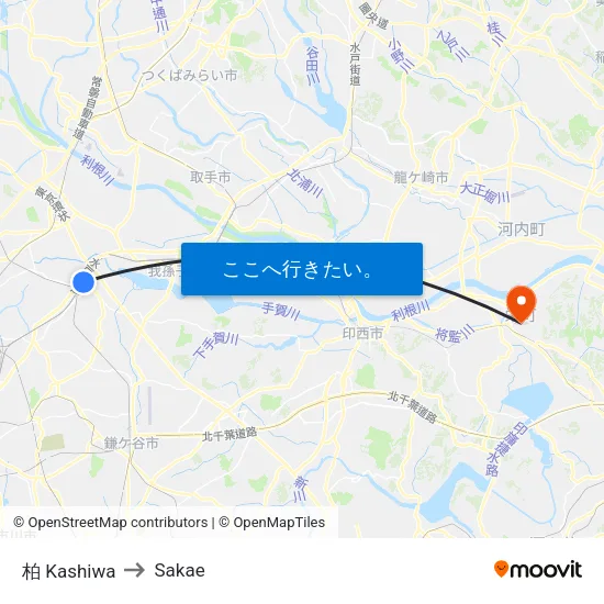 柏 Kashiwa to Sakae map