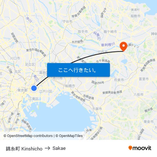 錦糸町 Kinshicho to Sakae map