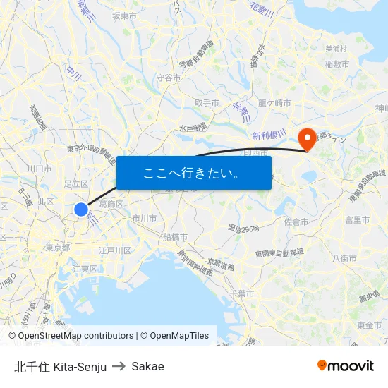 北千住 Kita-Senju to Sakae map