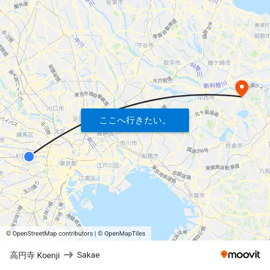 高円寺 Koenji to Sakae map