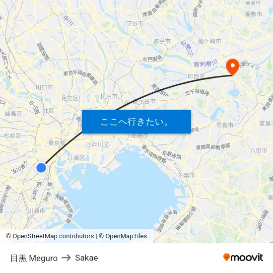 目黒 Meguro to Sakae map