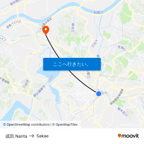 成田 Narita to Sakae map