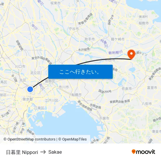 西日暮里 Nishi-Nippori to Sakae map
