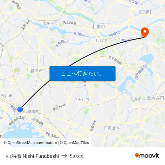 西船橋 Nishi-Funabashi to Sakae map