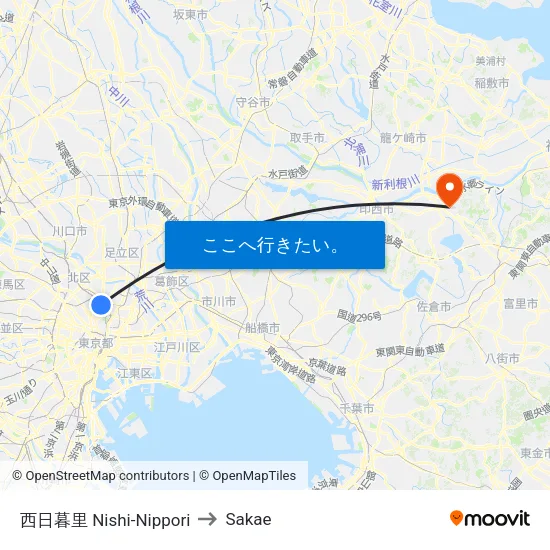 西日暮里 Nishi-Nippori to Sakae map
