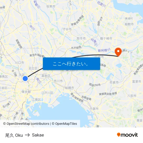 尾久 Oku to Sakae map