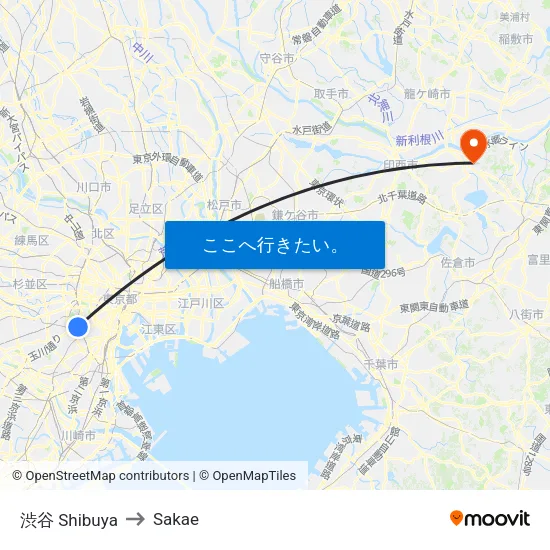 渋谷 Shibuya to Sakae map