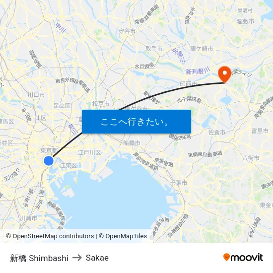 新橋 Shimbashi to Sakae map