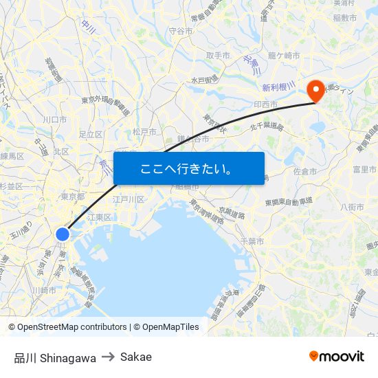 品川 Shinagawa to Sakae map