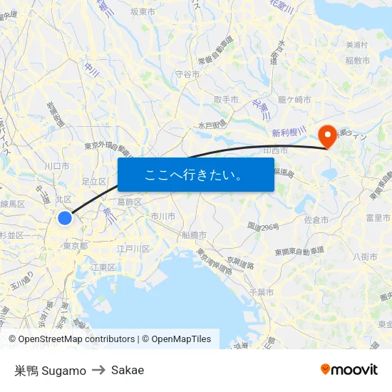 巣鴨 Sugamo to Sakae map