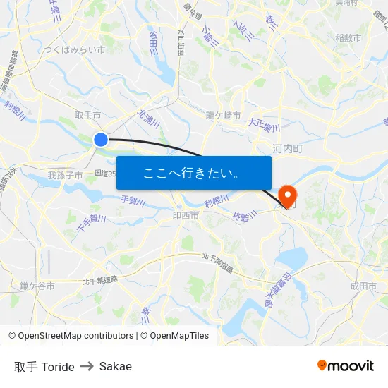 取手 Toride to Sakae map