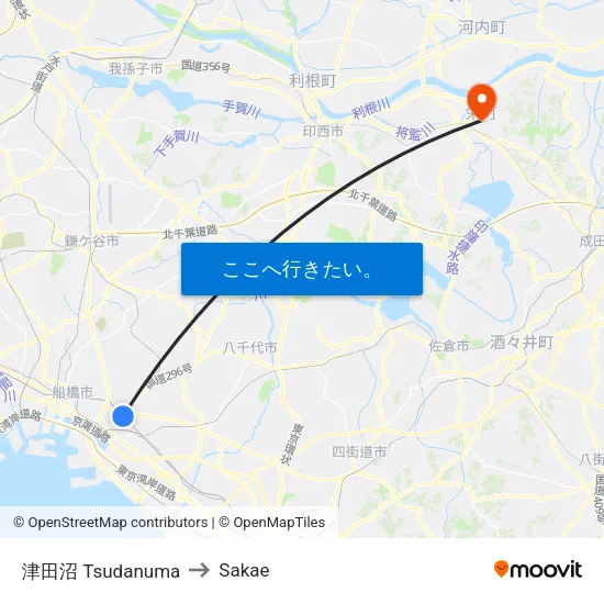 津田沼 Tsudanuma to Sakae map