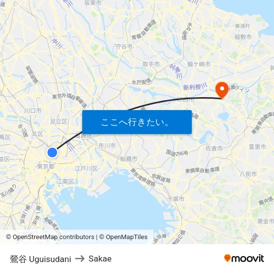 鶯谷 Uguisudani to Sakae map