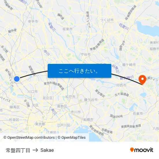 常盤四丁目 to Sakae map