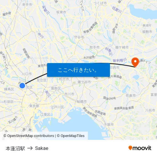 本蓮沼駅 to Sakae map