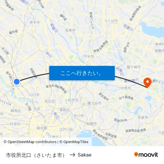 市役所北口（さいたま市） to Sakae map