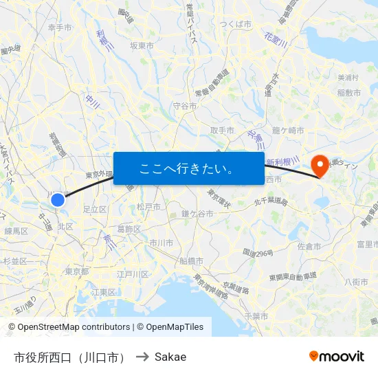 市役所西口（川口市） to Sakae map