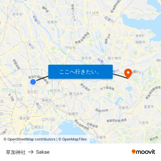 草加神社 to Sakae map