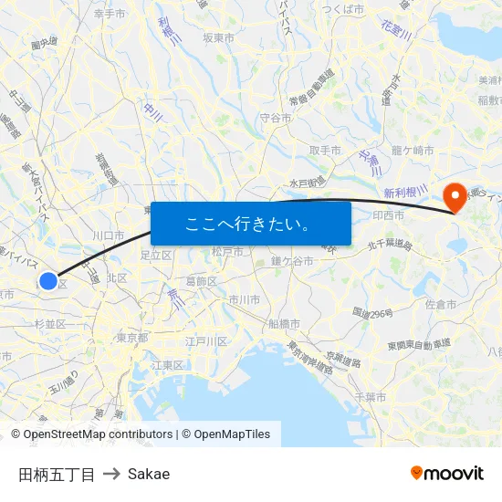 田柄五丁目 to Sakae map