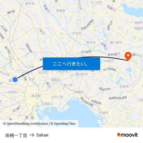 田柄一丁目 to Sakae map