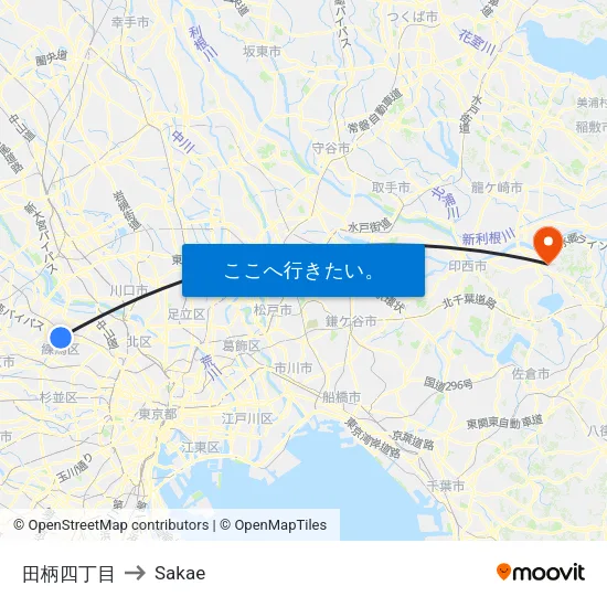 田柄四丁目 to Sakae map