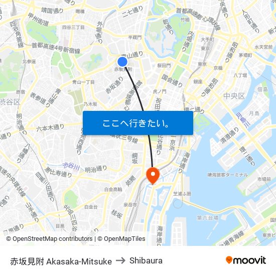 赤坂見附 Akasaka-Mitsuke to Shibaura map