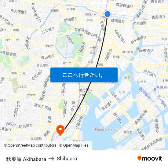 秋葉原 Akihabara to Shibaura map