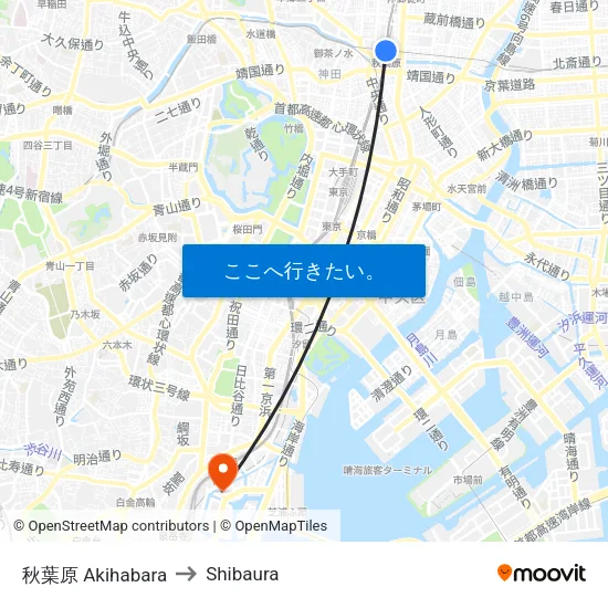 秋葉原 Akihabara to Shibaura map