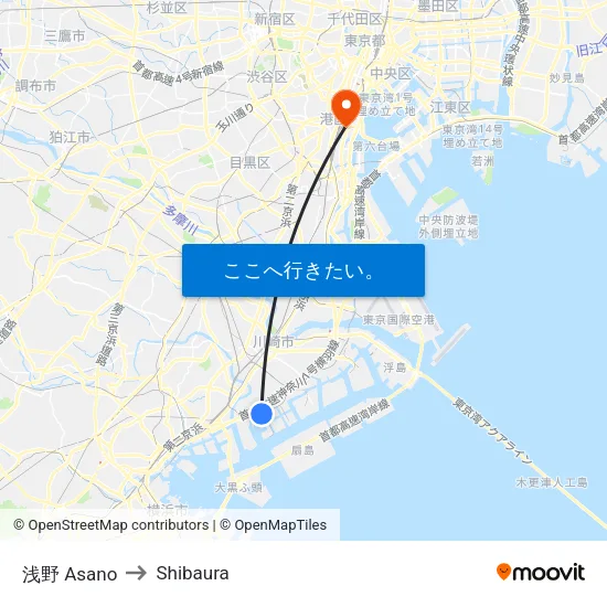 浅野 Asano to Shibaura map