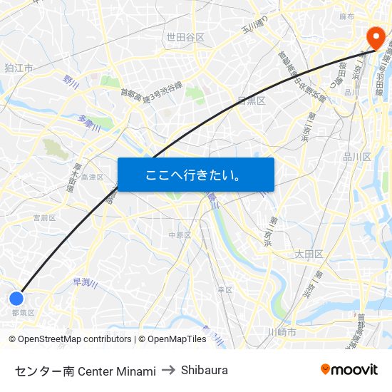 センター南 Center Minami to Shibaura map