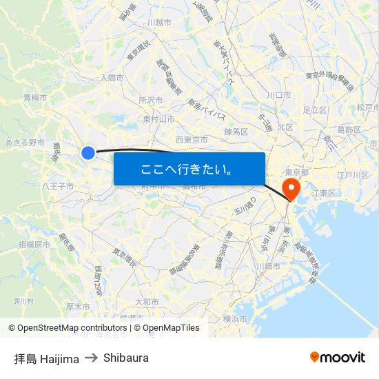 拝島 Haijima to Shibaura map