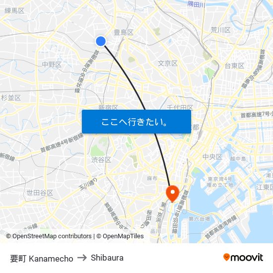 要町 Kanamecho to Shibaura map