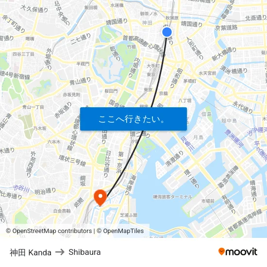 神田 Kanda to Shibaura map
